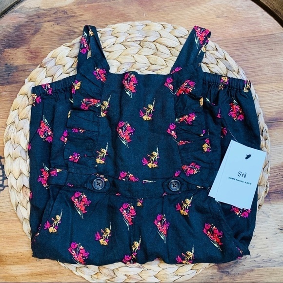 Something Navy || NWT Nordstrom Black Floral Jumper 9 months - Picture 2 of 7